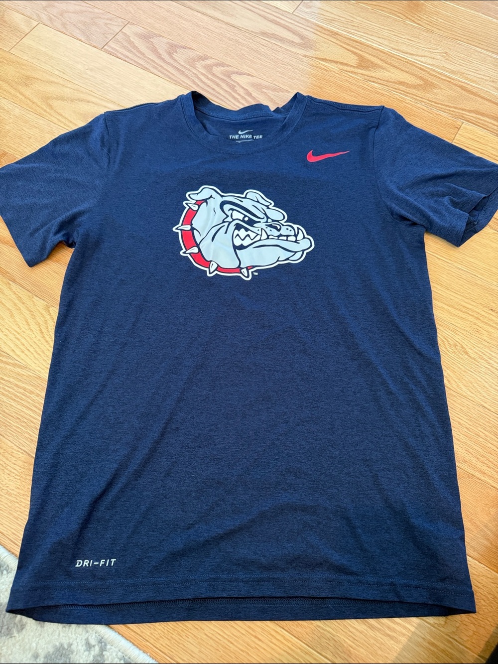 Nike Navy Short-Sleeve Gonzaga Bulldog Graphic Tee with Red Swoosh